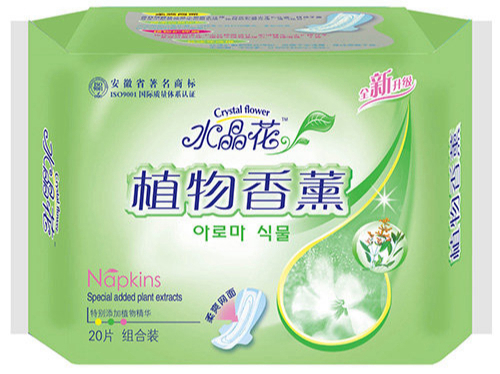水晶花牌植物香薰系列卫生巾20片柔爽网面组合装