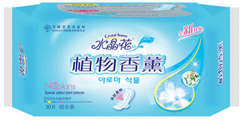 水晶花牌植物香薰系列卫生巾30片组合棉装
