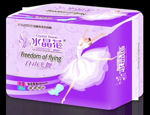 水晶花品牌自由飞舞系列加长夜用20片速渗棉面装