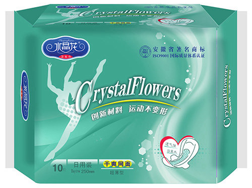 水晶花牌运动系列卫生巾日用10片干爽网面装